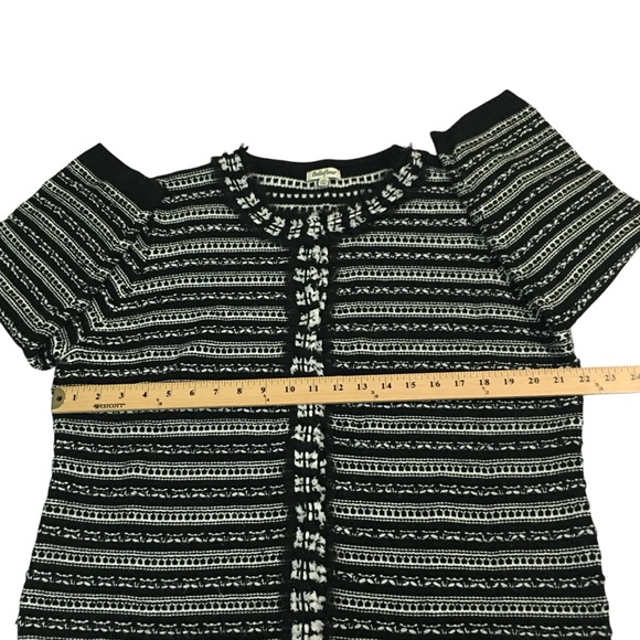 BELLEFLEUR Chiffon Trim Knit Striped Snap Down Cardigan Sweater - Women’s XL - Picture 3 of 14